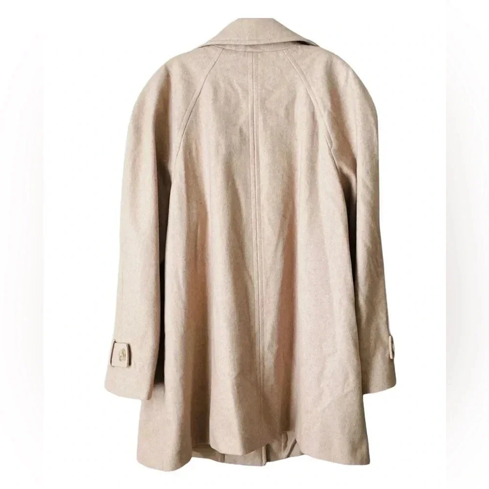 LONDON FOG | Oatmeal Heather Wool-Blend Button-Up Peacoat Size 18 (Tag missing) - Picture 3 of 6